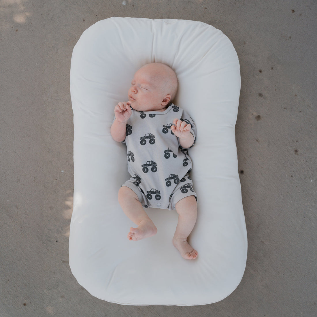 Unisex Monster Truck French Terry Romper in Light Grey and Charcoal