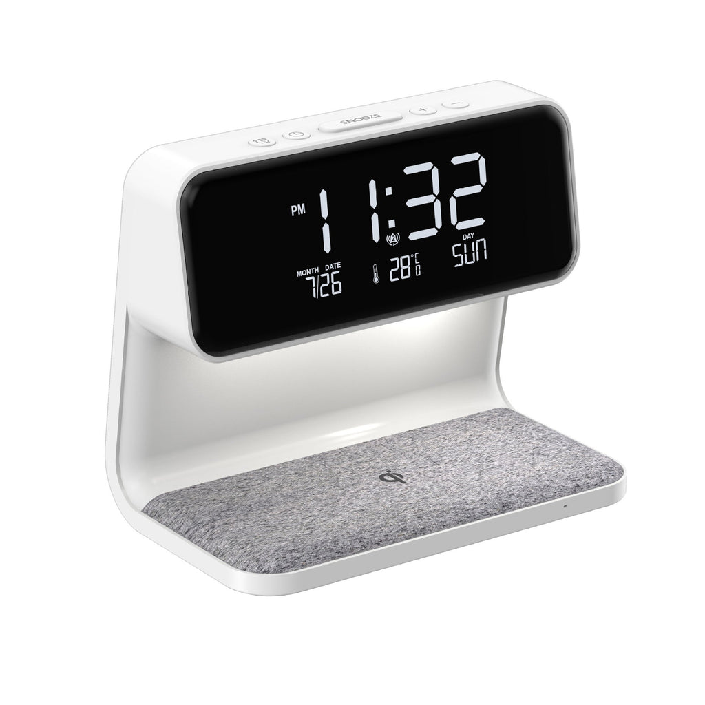 3-in-1 Minimalist Bedside Lamp, Wireless Charger & Alarm Clock