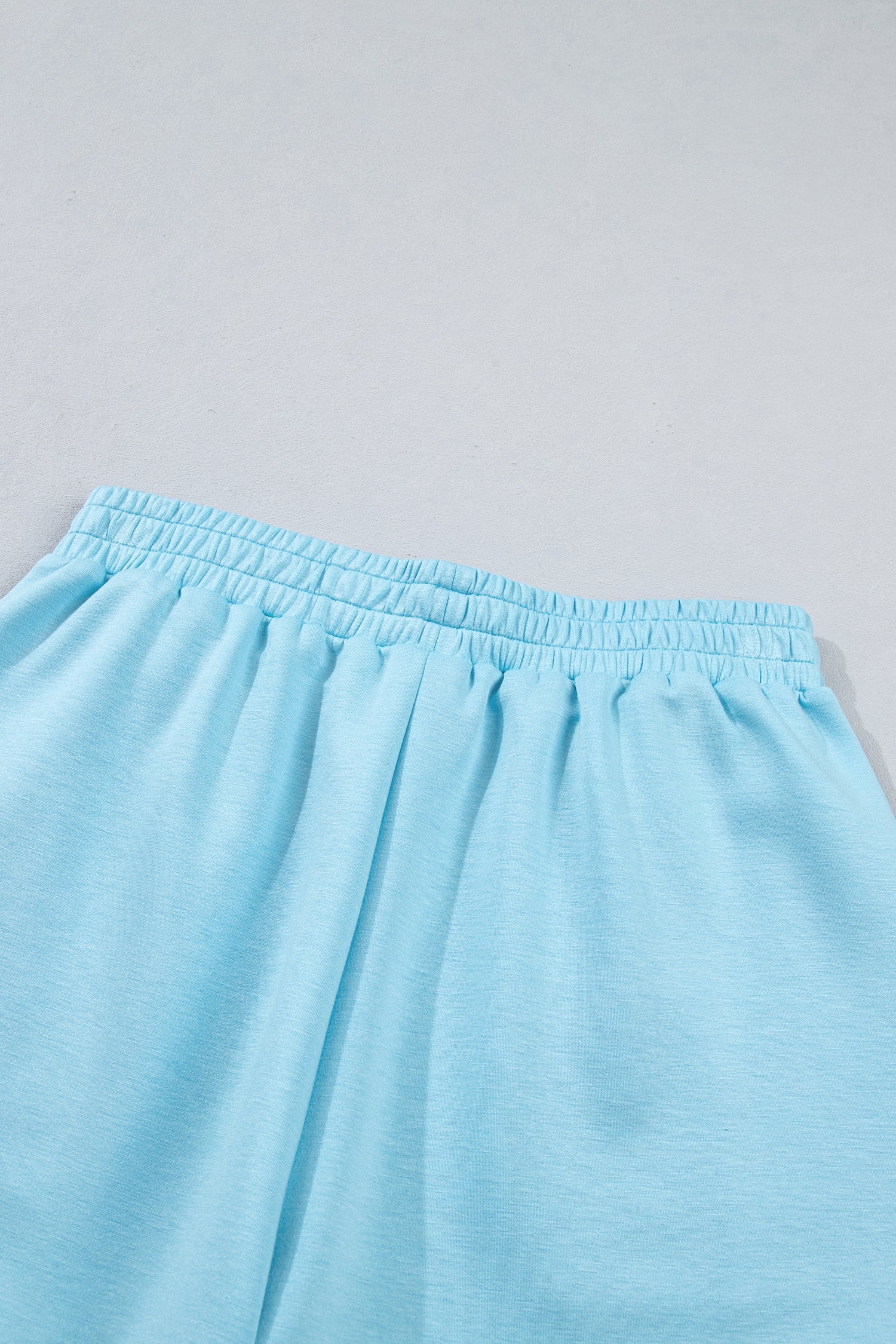 Women's Solid Half Zip Tee & Shorts Athleisure Set - Light Blue