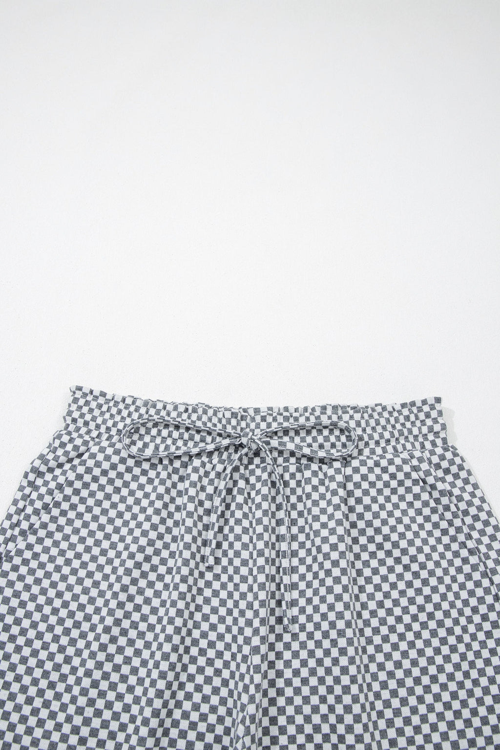 Checkerboard Drawstring Shorts with Pockets