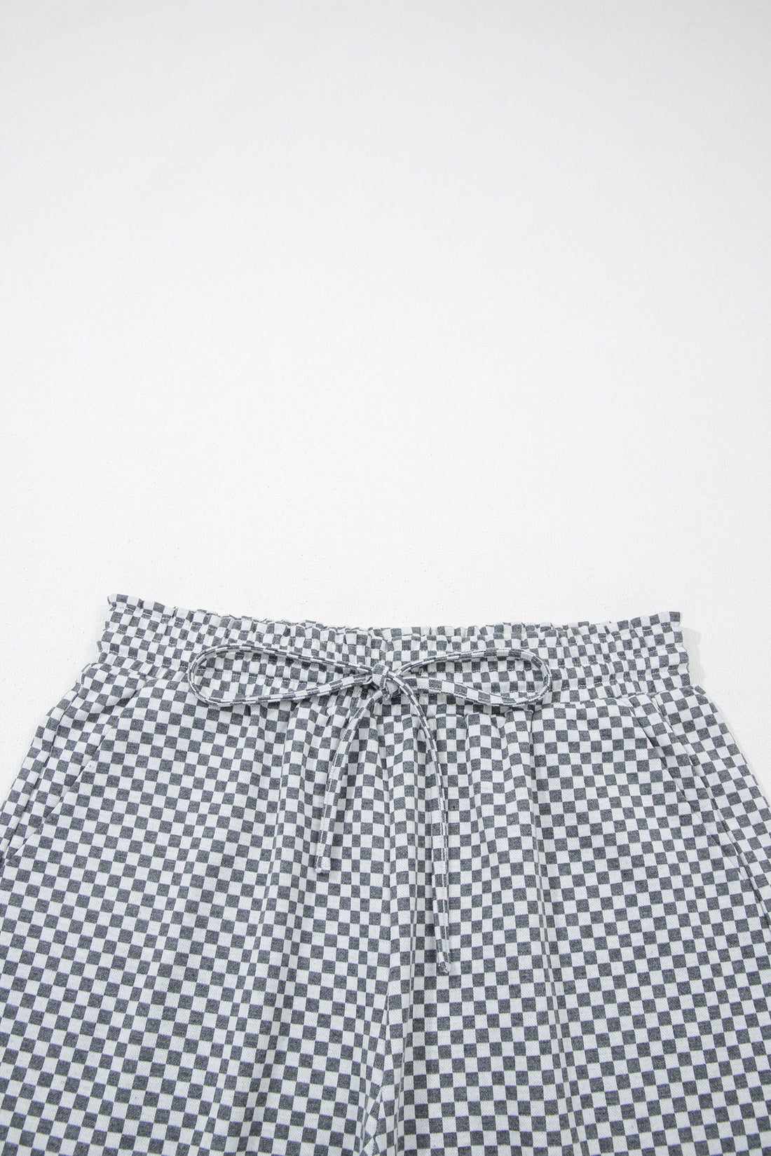 Checker Drawstring Elastic Waist Pocketed Shorts