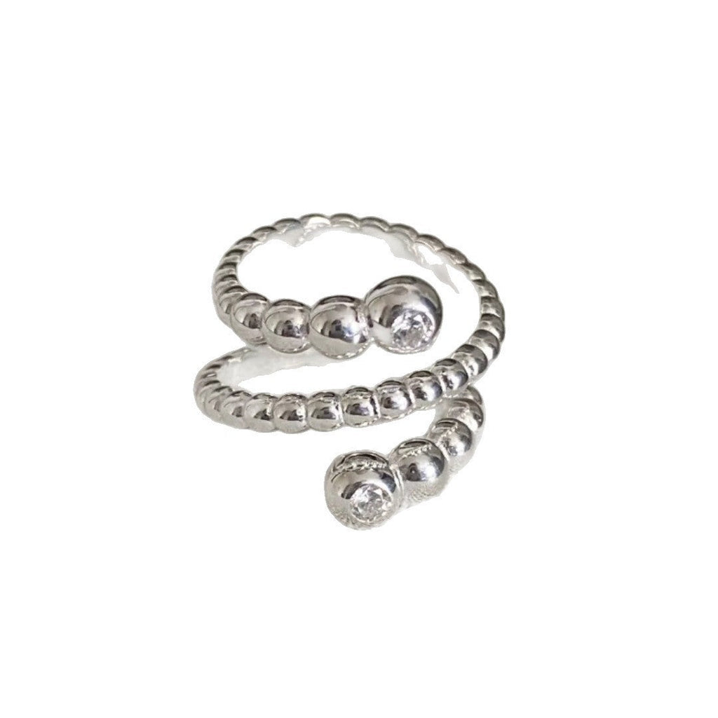 Sweet Cool Multi Layer Ring For Women, Geometric Line Wrapped Personalized Versatile Open Adjustable Ring, Ins Style Spiral Index Finger Trendy Ring