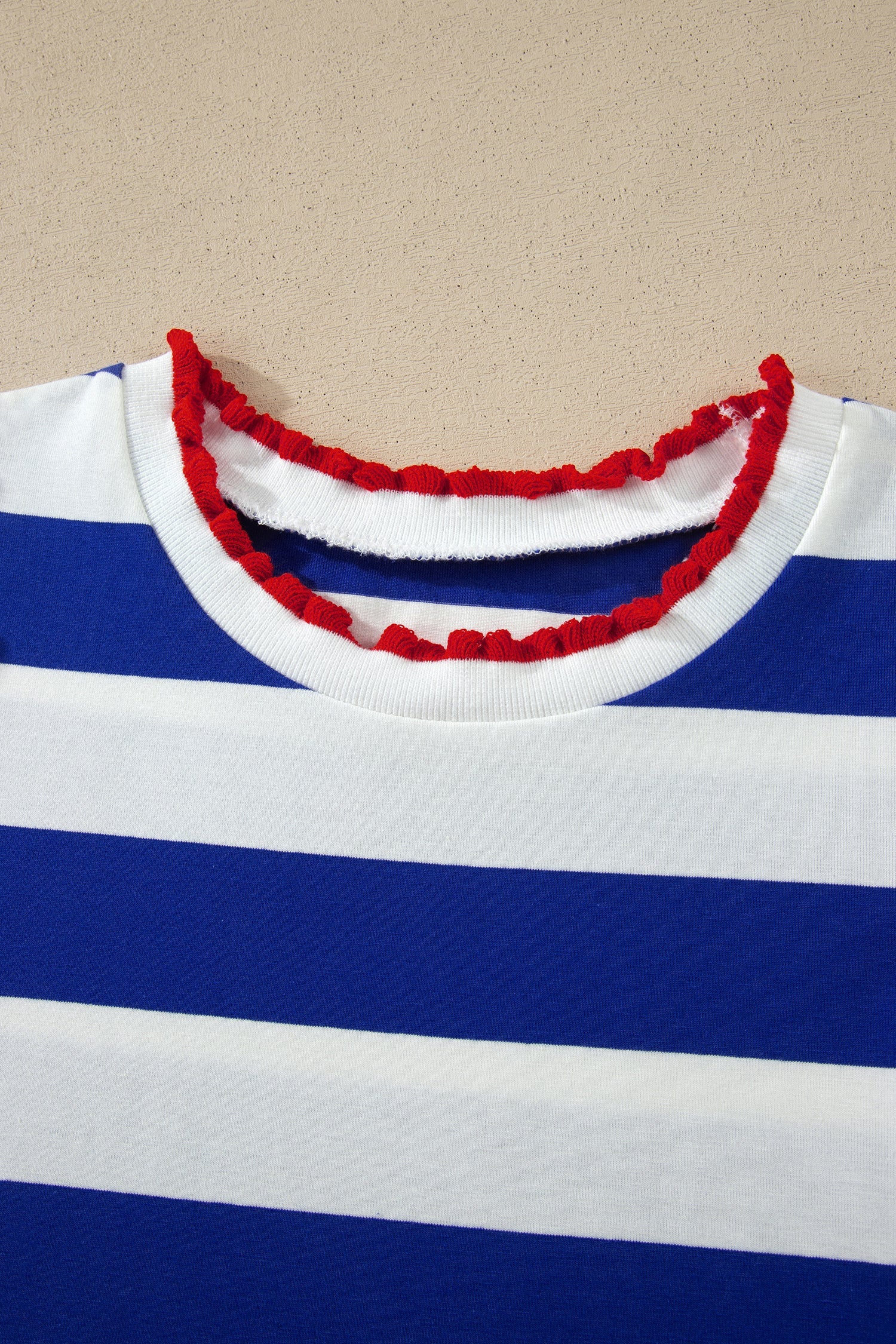 Stripe Contrast Trim Puff Sleeve Mini Dress