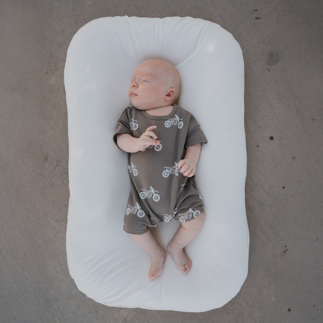 Unisex Dirt Bike French Terry Romper in Grey and White