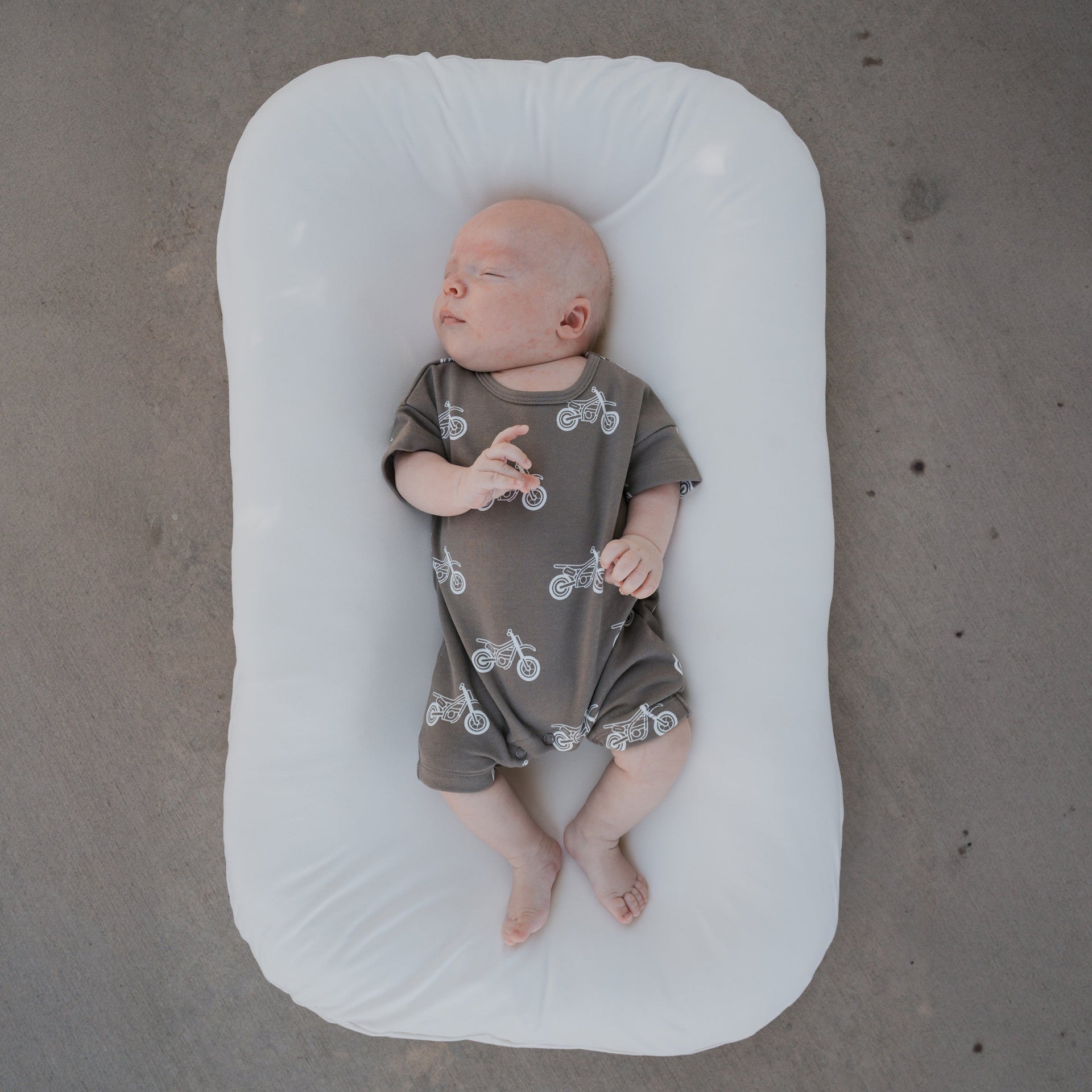 Unisex Dirt Bike French Terry Romper in Grey and White