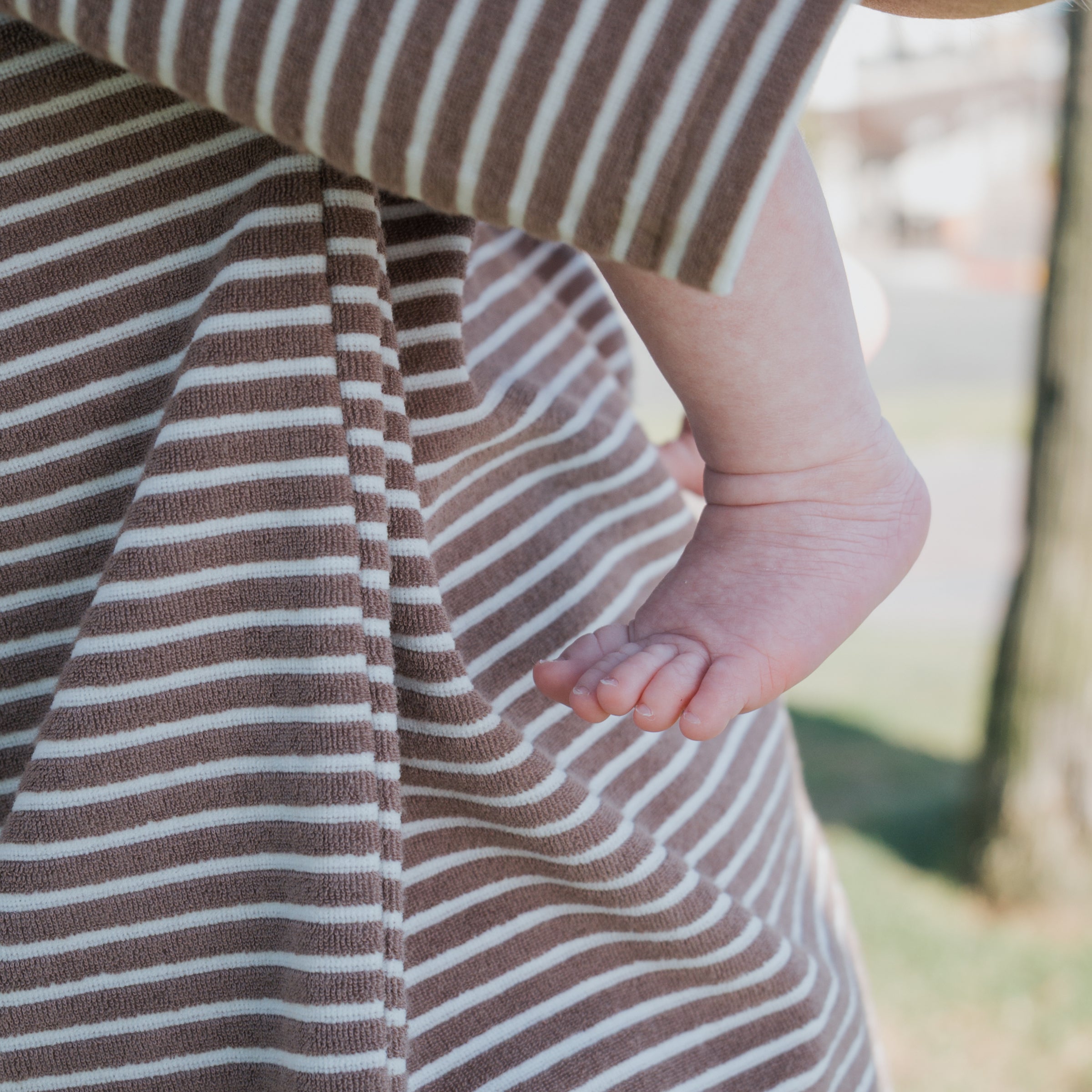 Terry T-Shirt Romper in Cola Stripe - Unisex Baby Relaxed Fit