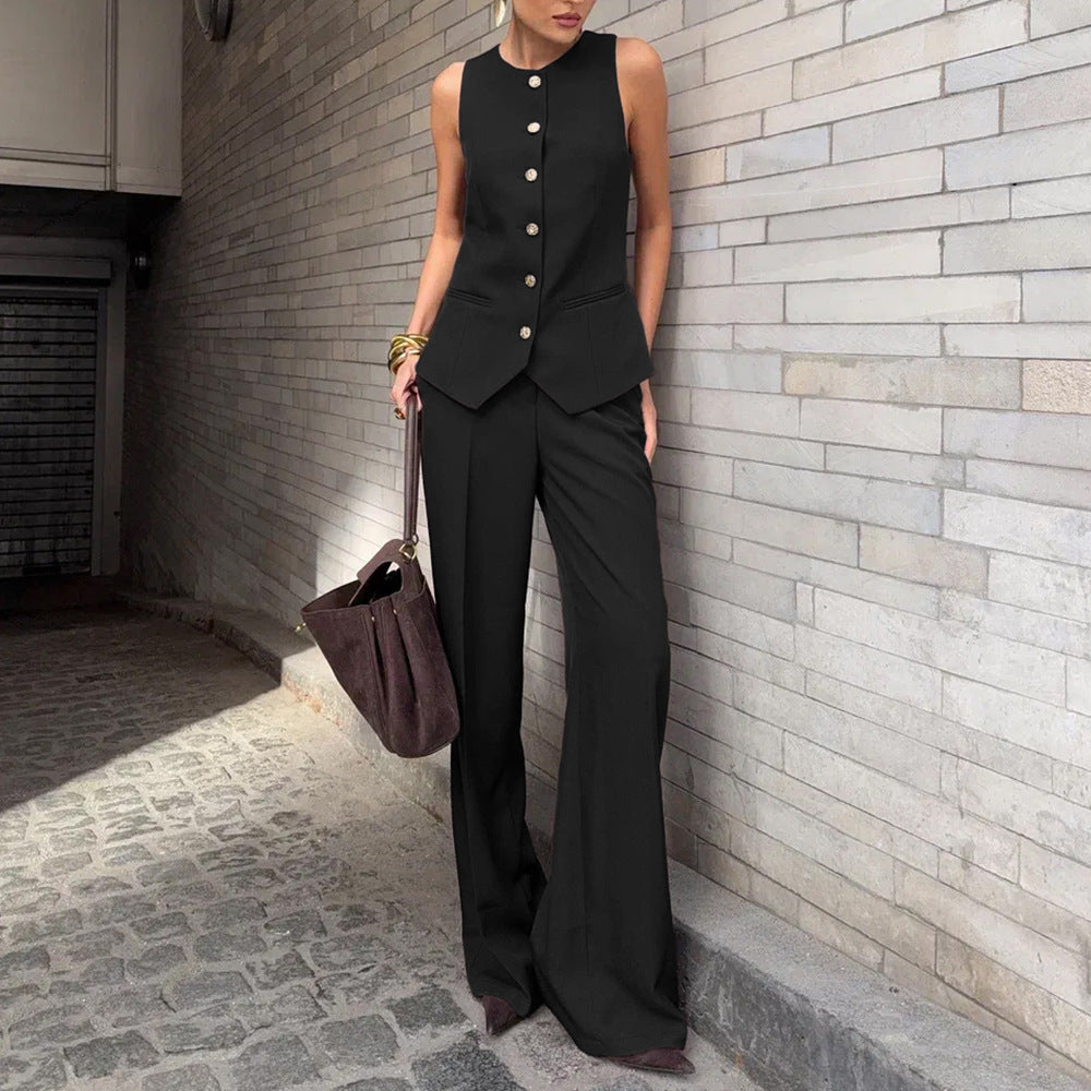 Women's Sleeveless Vest and Wide-Leg Pants Two-Piece Set - Image 6