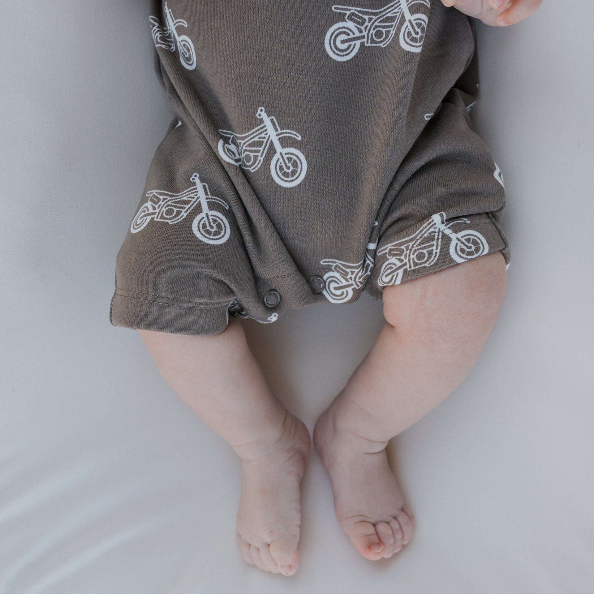 Unisex Dirt Bike French Terry Romper in Grey and White