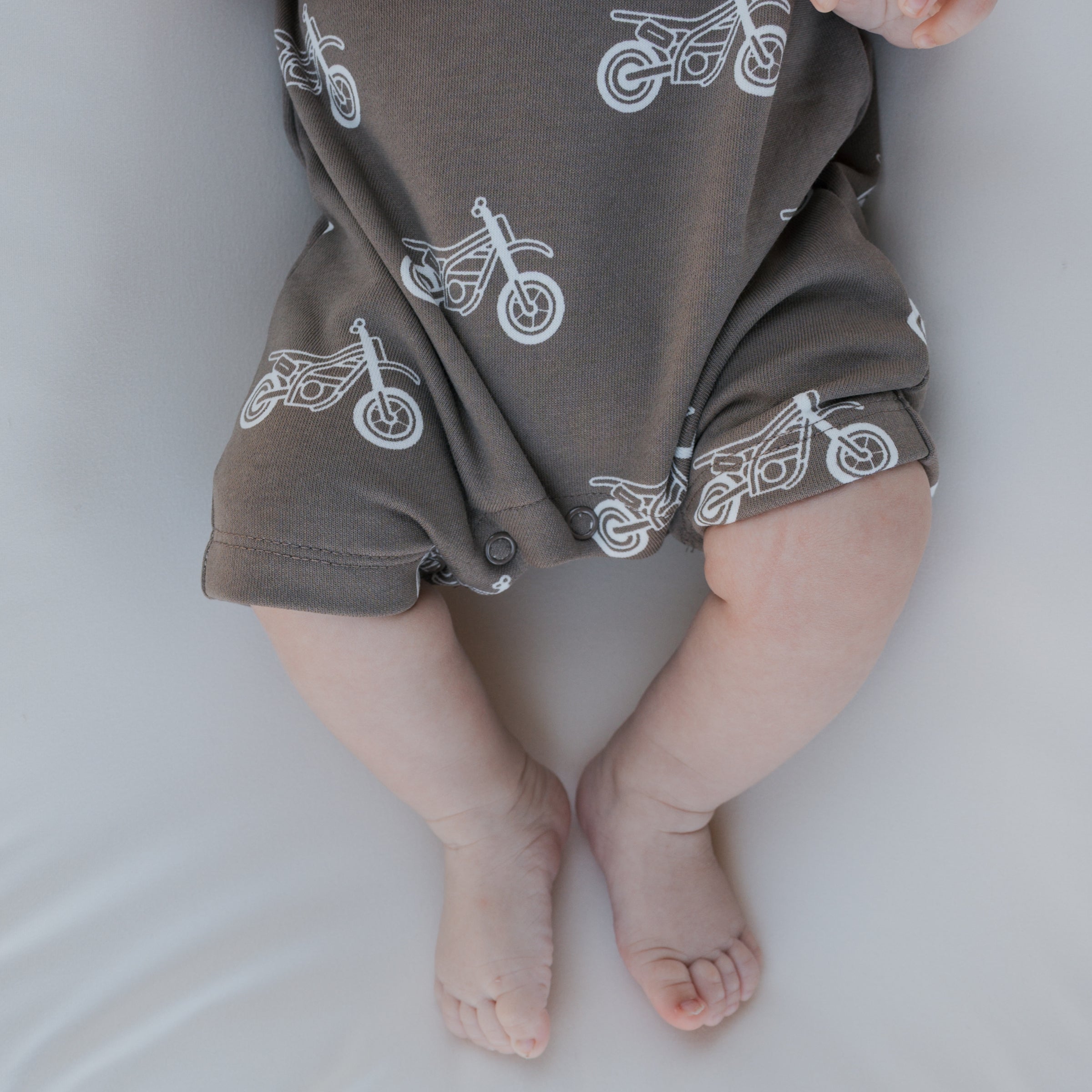 Unisex Dirt Bike French Terry Romper in Grey and White