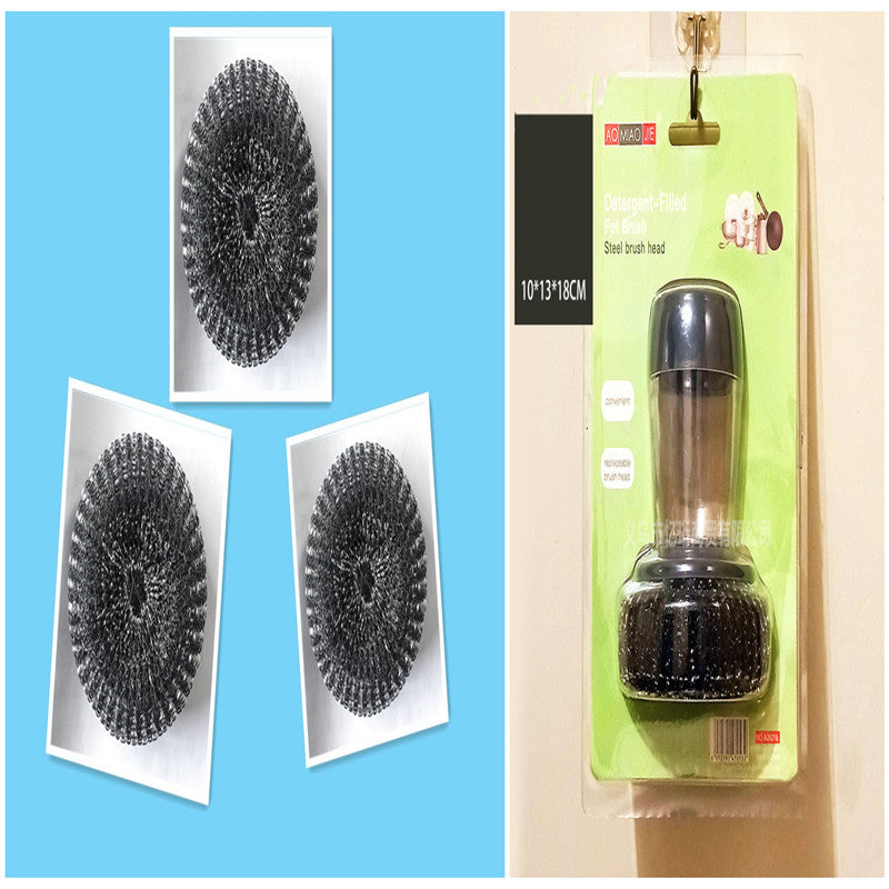 Kitchen Soap Dispensing Palm Brush for Dish Cleaning