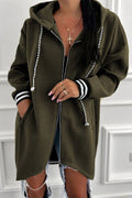 112 Four Leaf Clover Contrast Cuffed Drop Shoulder Zip Hoodie