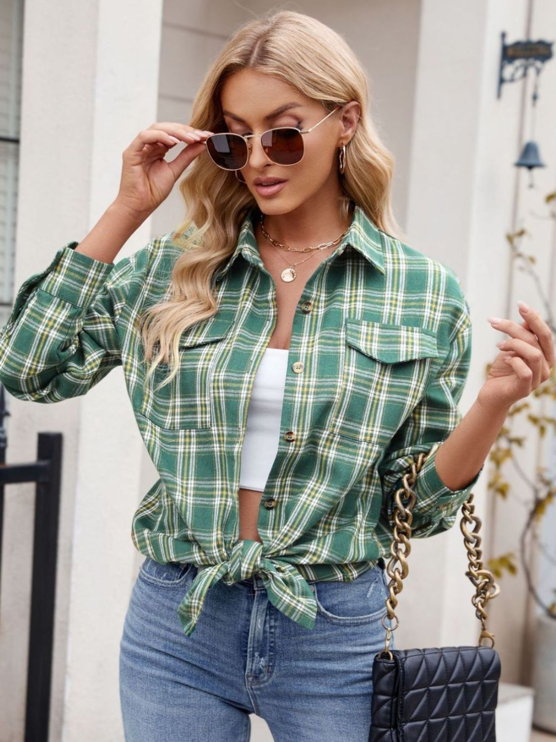 Mandy Plaid Button Up Long Sleeve Shirt | Women's