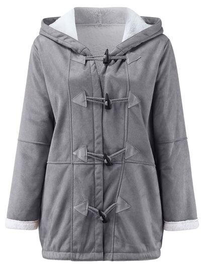 Women's Long Sleeve Hooded Toggle Jacket with Pockets