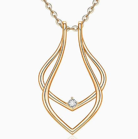 Minimalist Geometric Ring Holder Pendant Necklace for Women