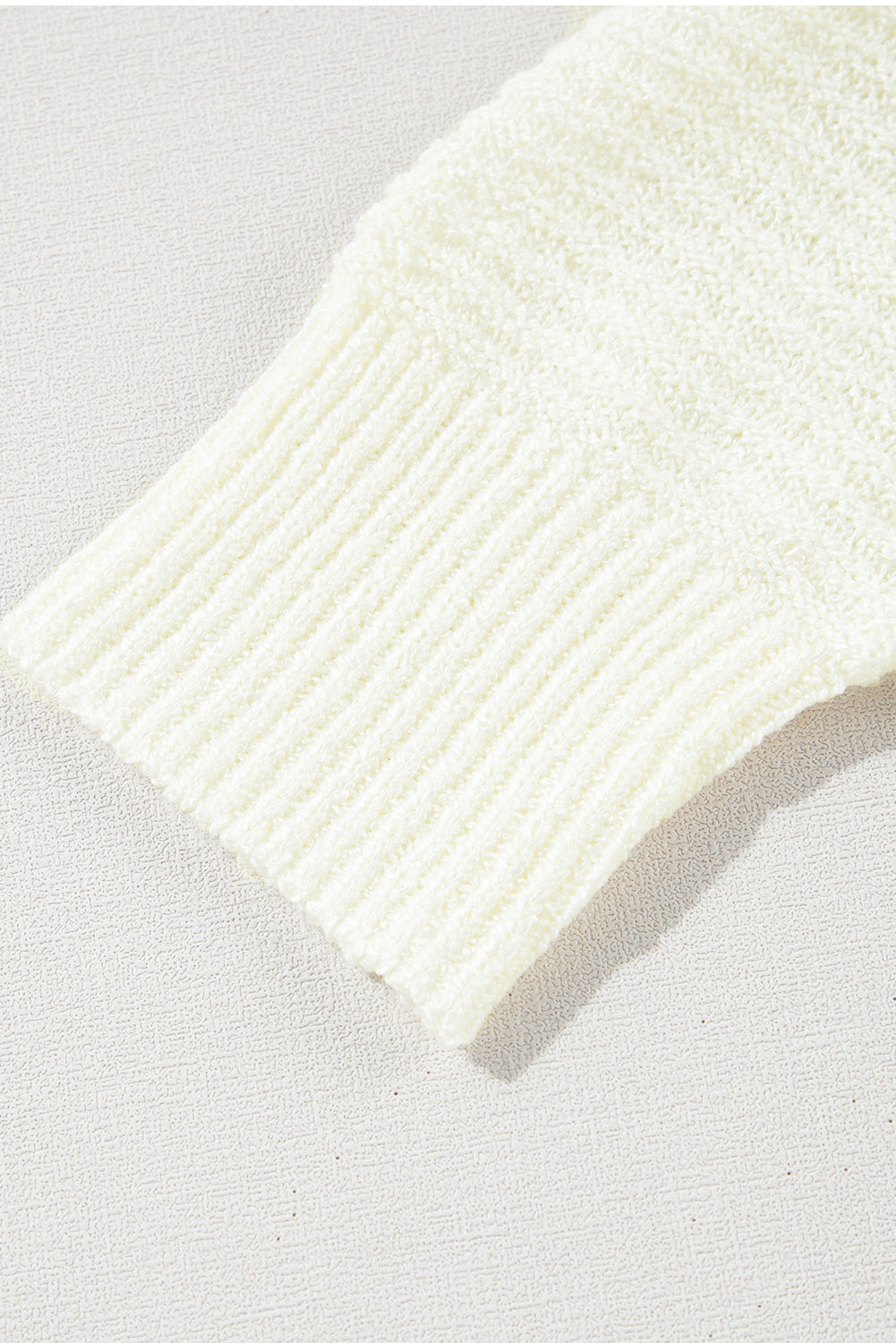 White Orange Striped Drop Shoulder Bubble Sleeve V-Neck Sweater - Image 4