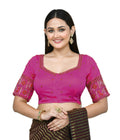 Elegant Pink Art Silk blouse with detailed embroidery for women