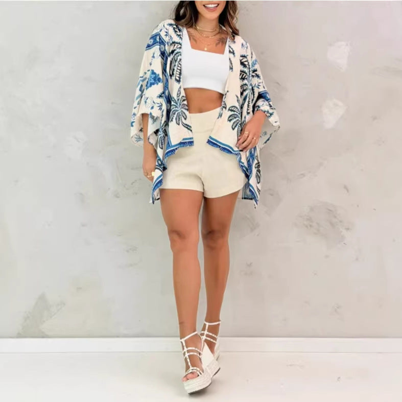 Women’s Floral Printed Cardigan Top with Drop Shoulder Sleeves - Image 4