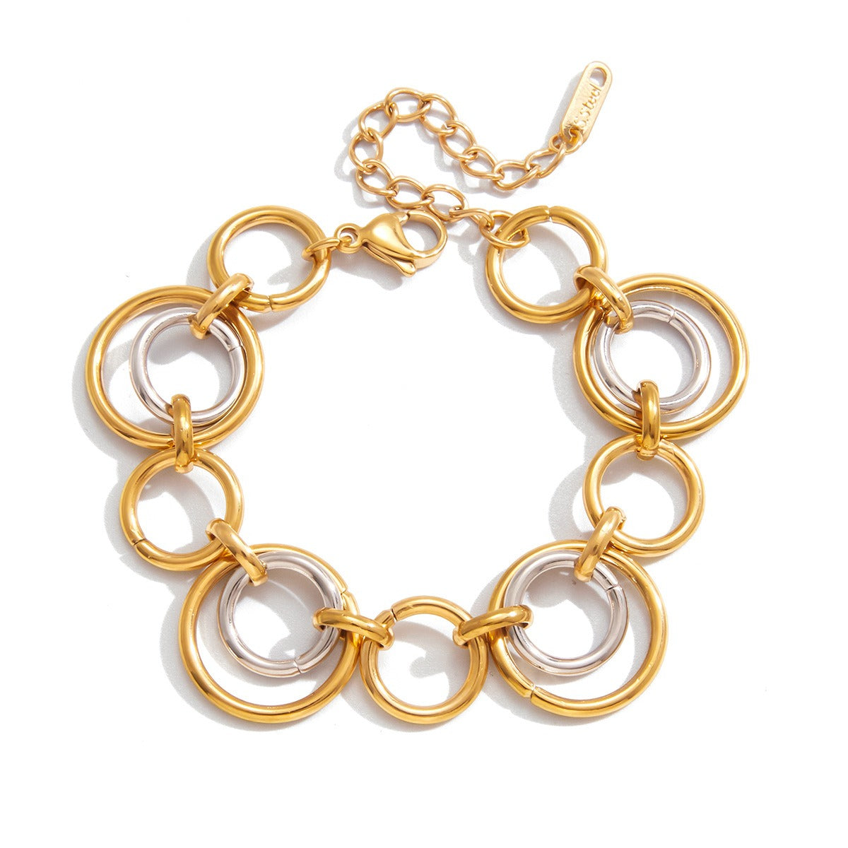Multi-layer bracelet featuring an elegant mix of 18K gold and S925 silver chains.