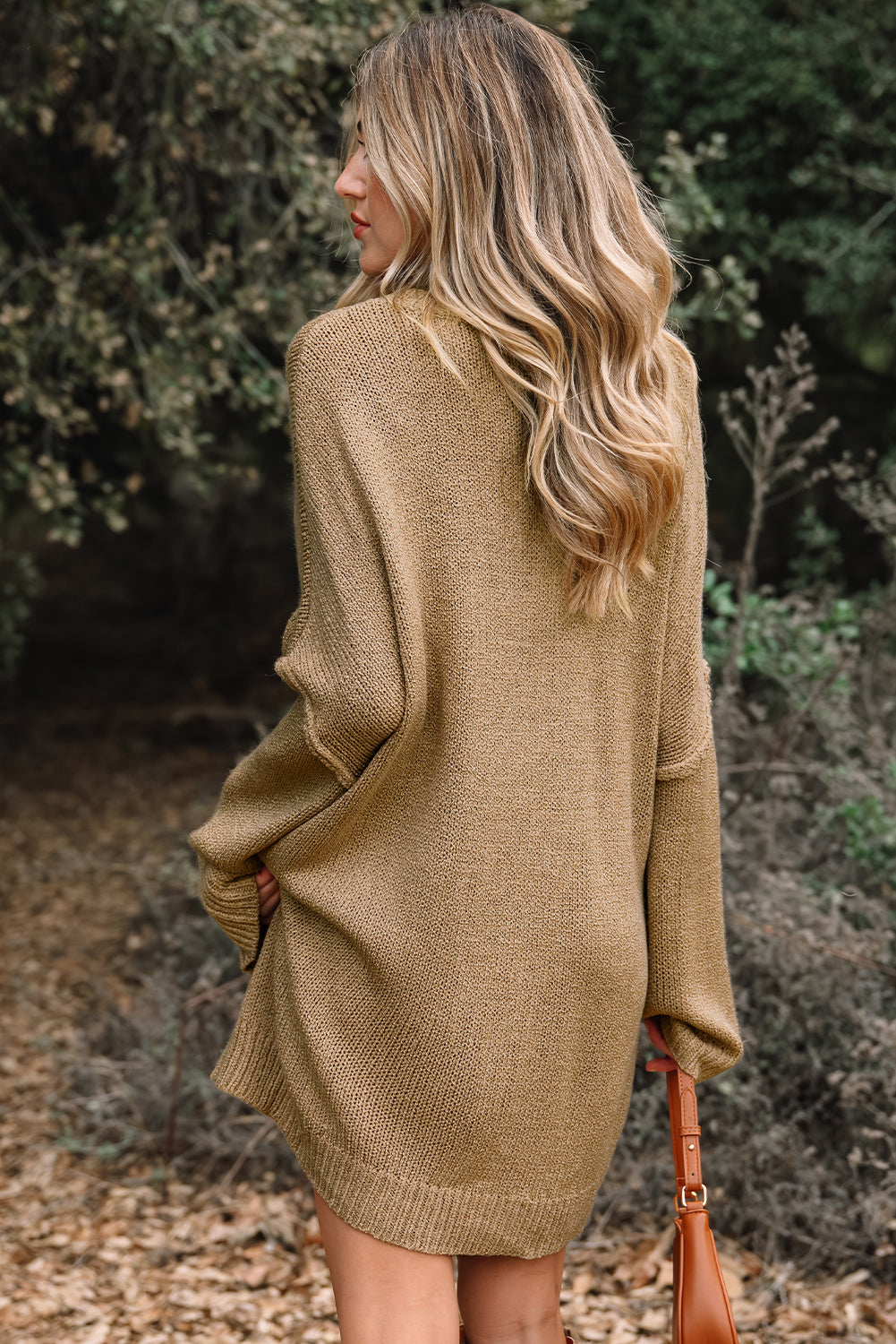 Laylani Drop Shoulder Slouchy Sweater in Camel and Tan
