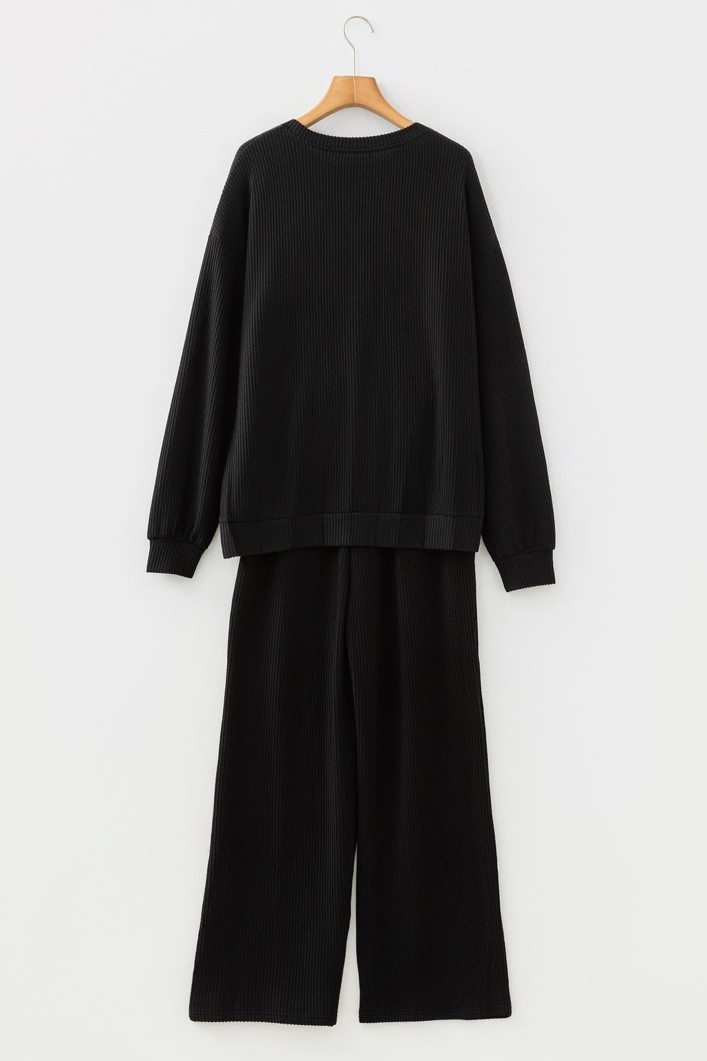 Black MERRY Corded Long Sleeve Top & Pants Set