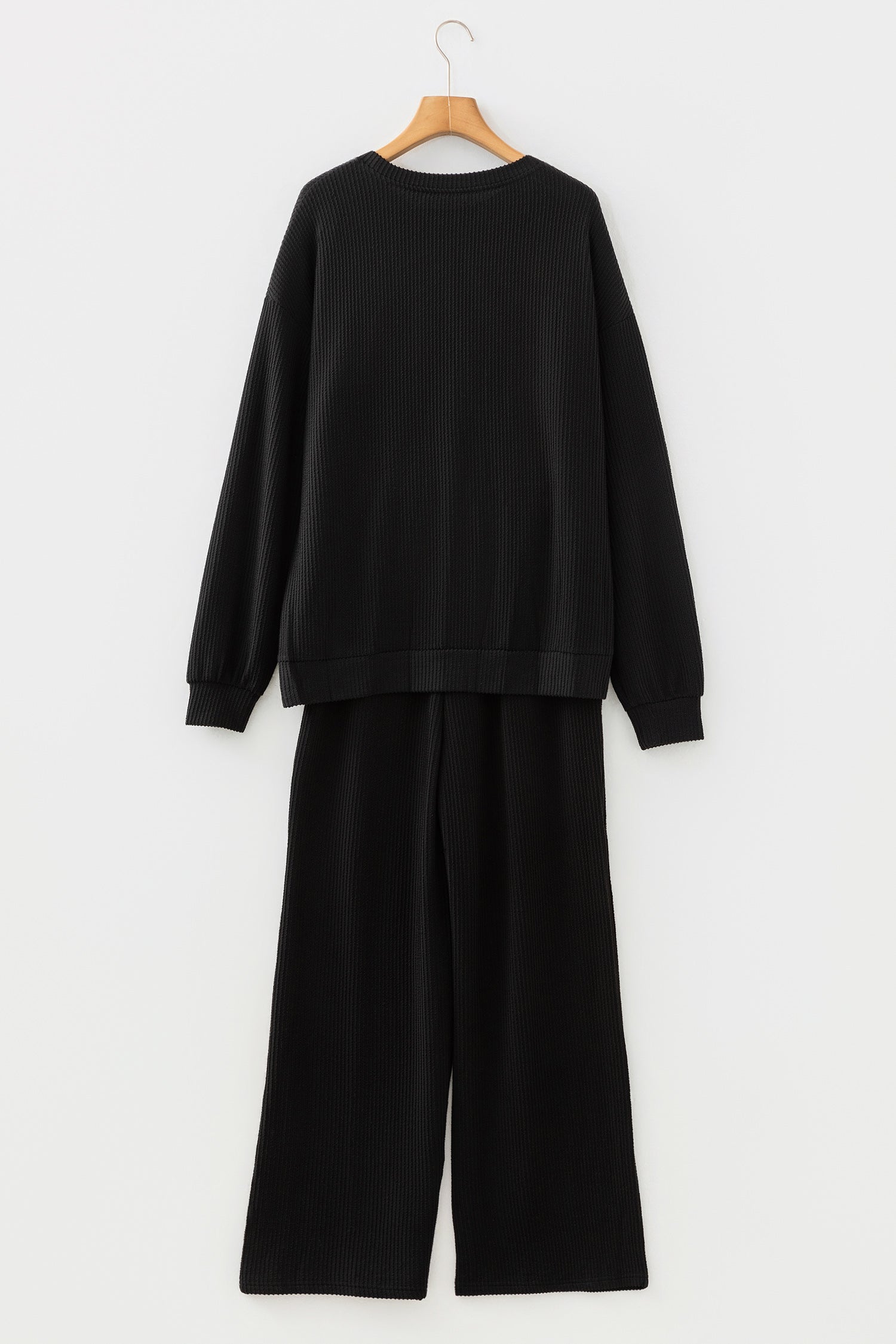 Black MERRY Corded Long Sleeve Top & Pants Set