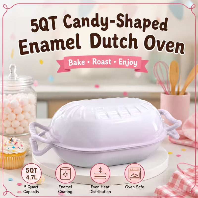 5-Quart Enameled Cast Iron Bread Oven with Dome Lid and Potholders