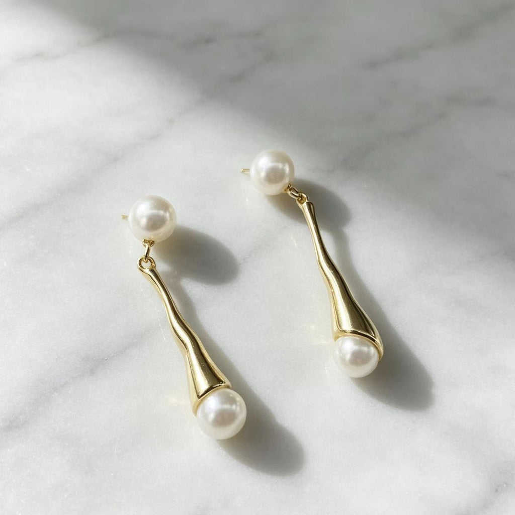 Minimalist Irregular Waterdrop Pearl Silver-Needle Stud Earrings