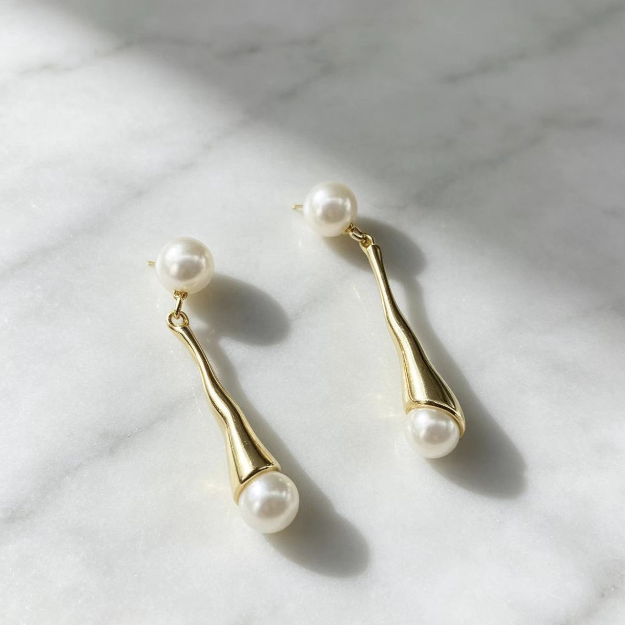Minimalist Irregular Waterdrop Pearl Silver-Needle Stud Earrings
