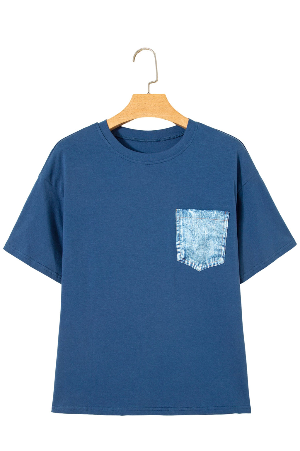 Colorblock Chest Pocket Patch Short Sleeve Top