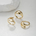 3Pcs Minimalist Metal Smooth Ring Set, Exaggerated Geometric High Grade Finger Rings