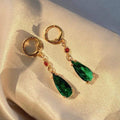 Fashion Green Crystal Water Drop Pendant Earrings