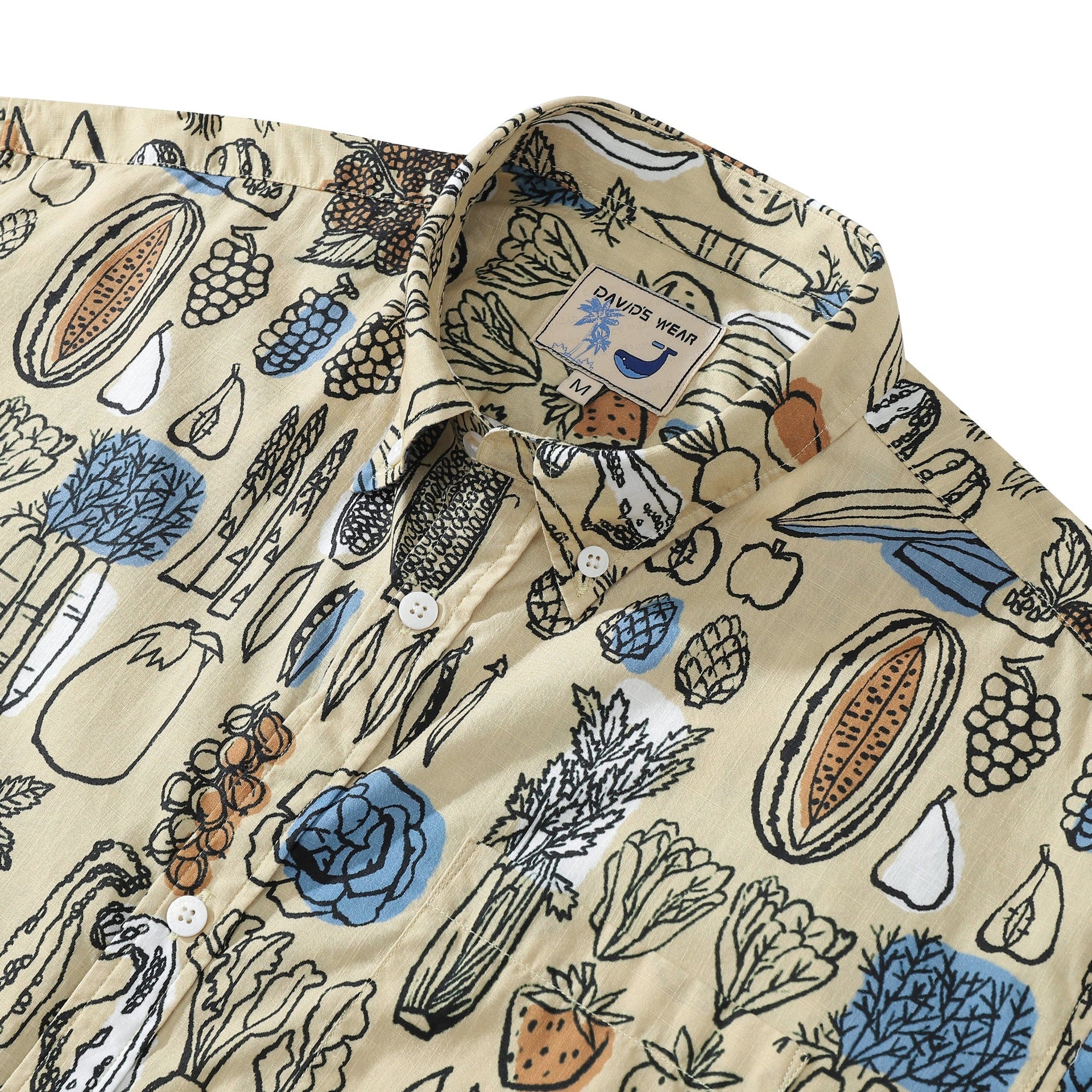 1980s Vintage Vegetable and Fruit Print Hawaiian Shirt