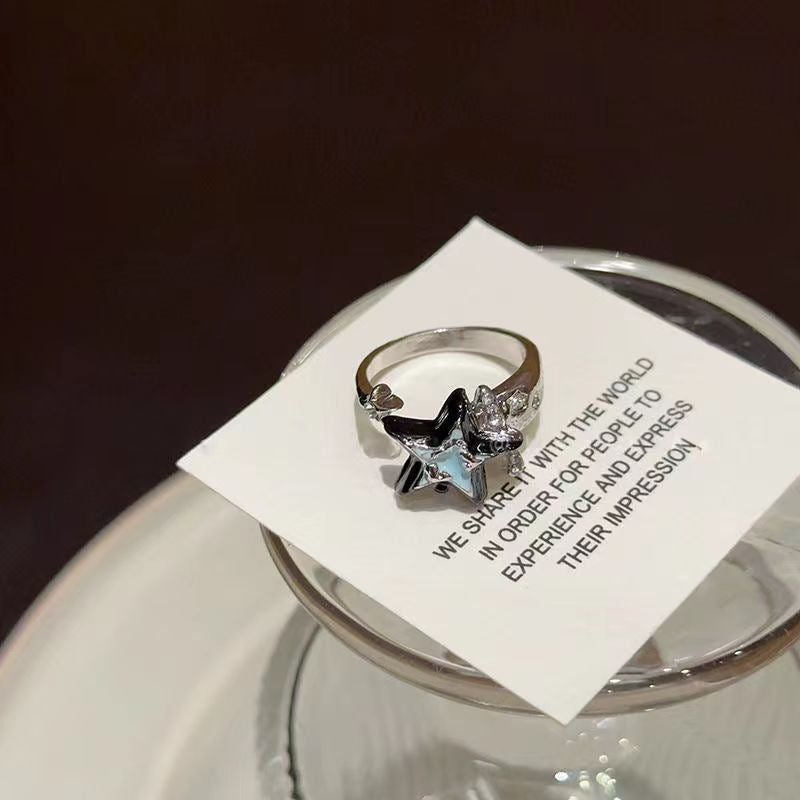 Opal Star Ring For Women, INS Niche Design, Open Adjustable Index Finger Ring, Personalized All-match Finger Ring