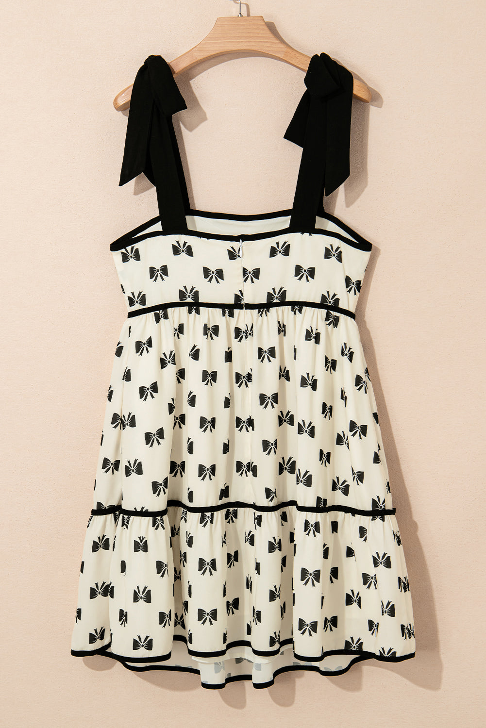 White Bow Knot Color Contrast Trim Mini Dress | Cotton