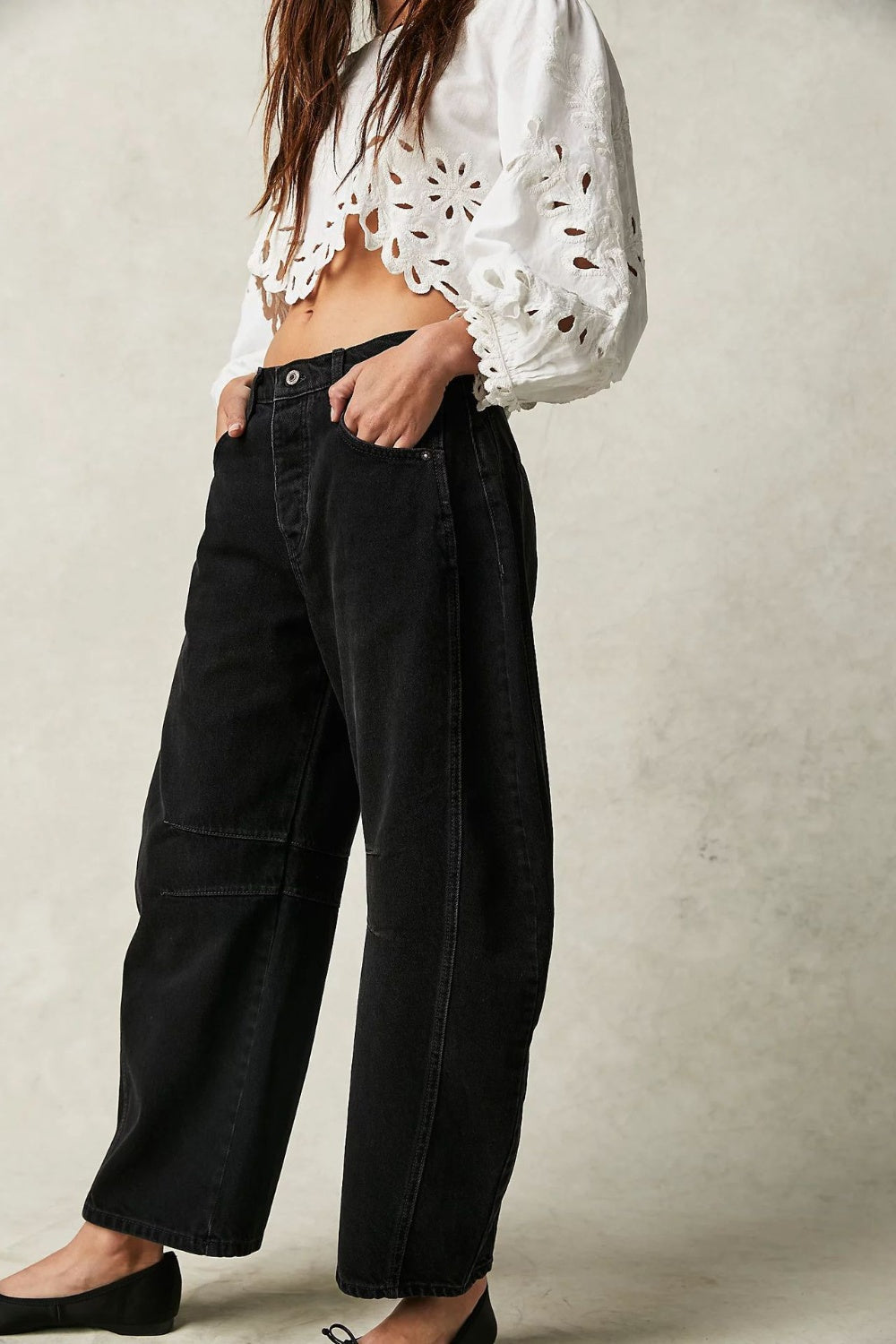 Blue Wide Leg Barrel Jeans with Functional Pockets - Image 8