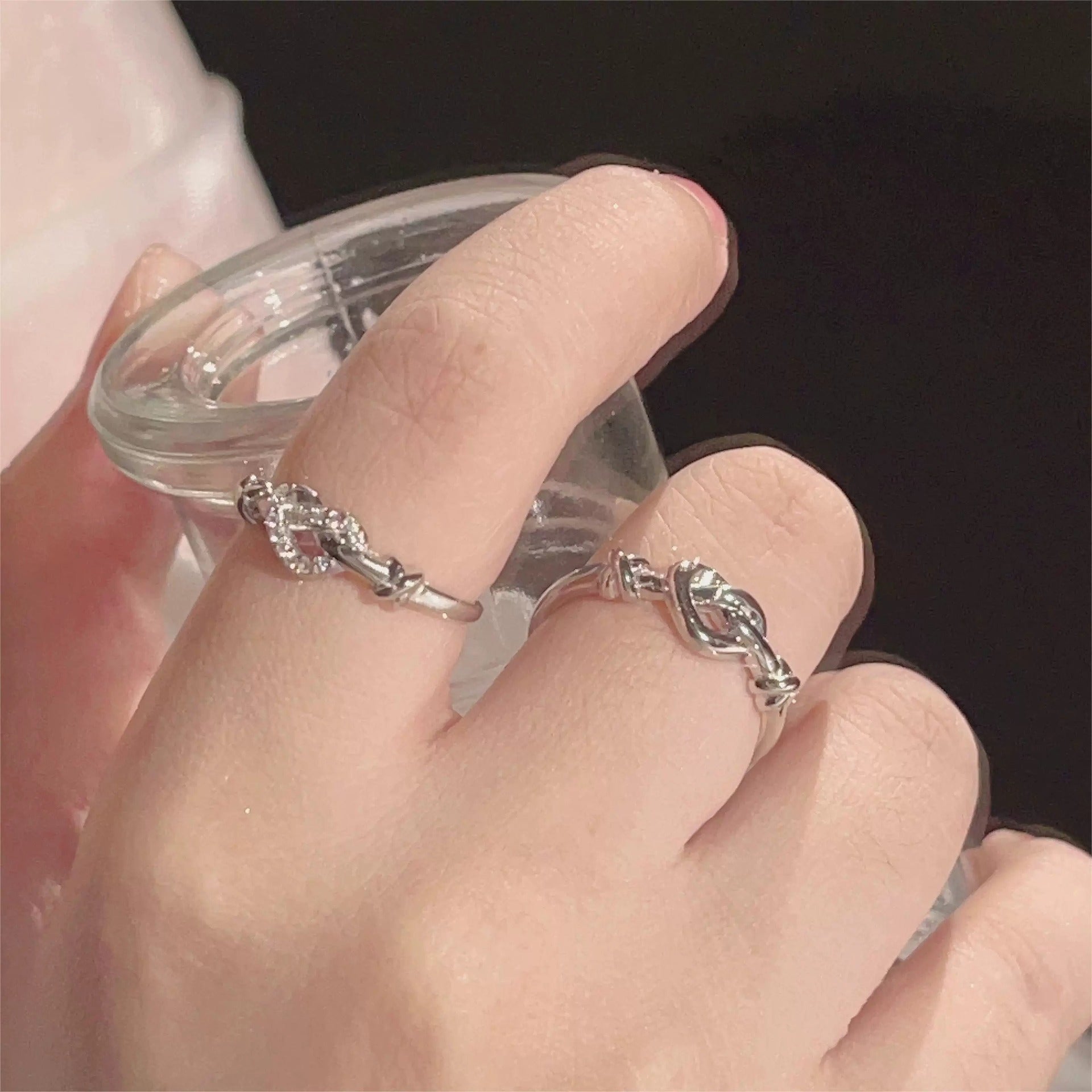 Love Heart Couple Rings For Men & Women, Simple Twin Knot Fashion Light Luxury Gift