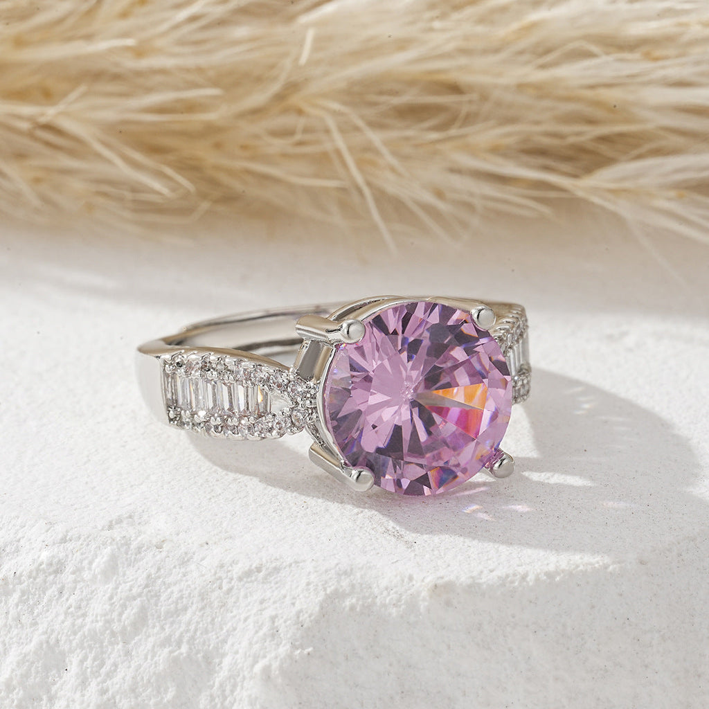 Women's Open Ring With Colorful Zircon