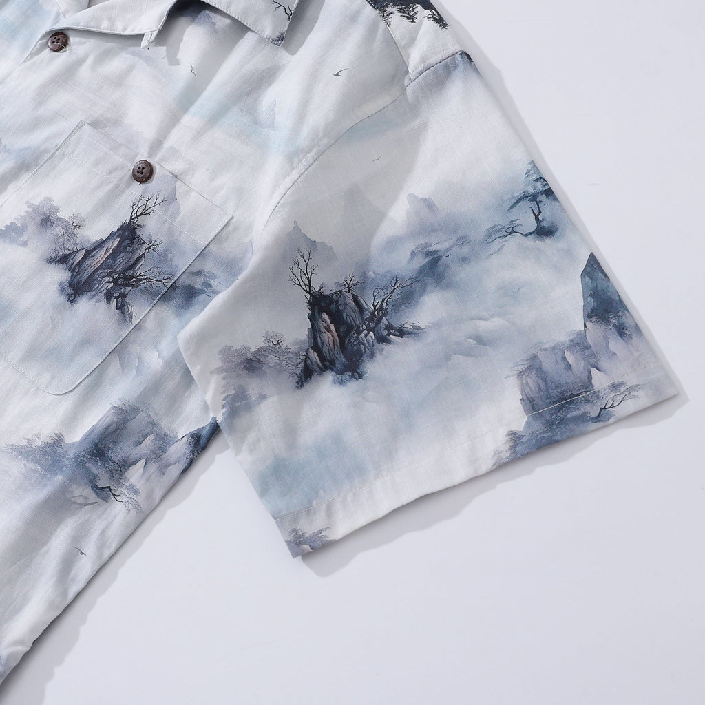 Men's Land of Nowhere Hawaiian Shirt 100% Cotton Camp Collar