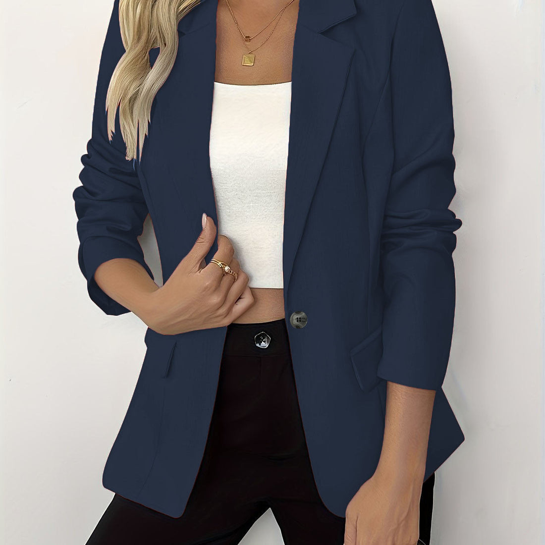 Single-Button Long-Sleeve Blazer Available in 4 Colors - Image 8