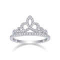 S925 Silver 1.9g Platinum Plated Moissanite Crown Ring, D VVS1 Pave Band, GRA Certified US 5-9