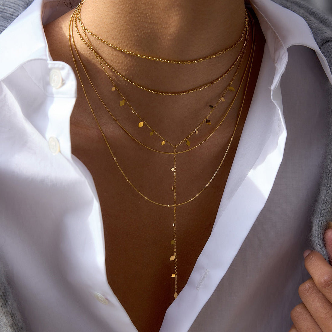 18K Gold Layered Titanium Steel Necklace