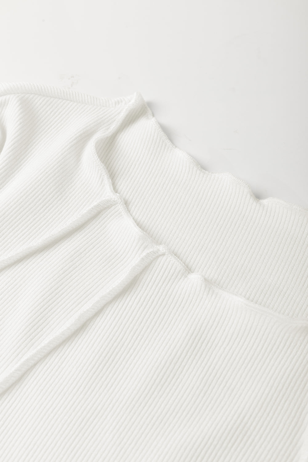 Ribbed Knit Reverse Seam Long Sleeve Top