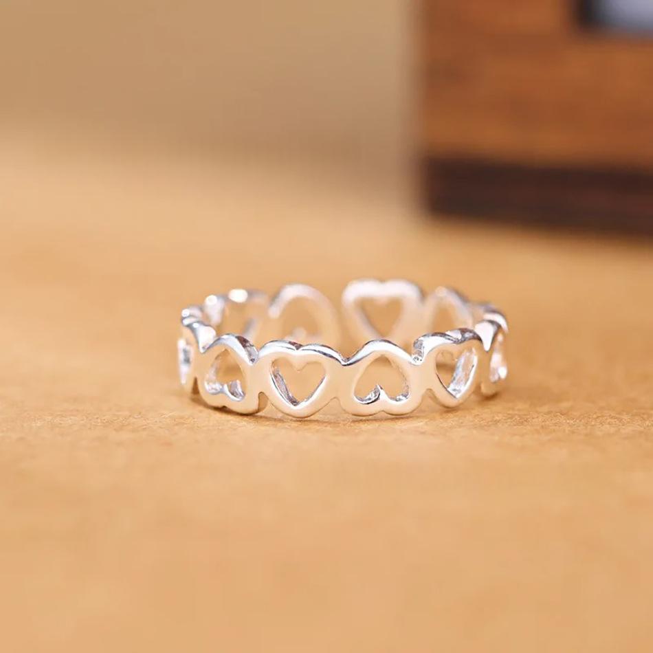 Sterling Silver Heart-shaped Ring For Women