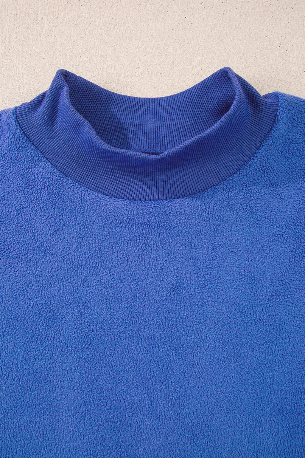 Solid Mock Neck Drop Shoulder Oversize Sweatshirt