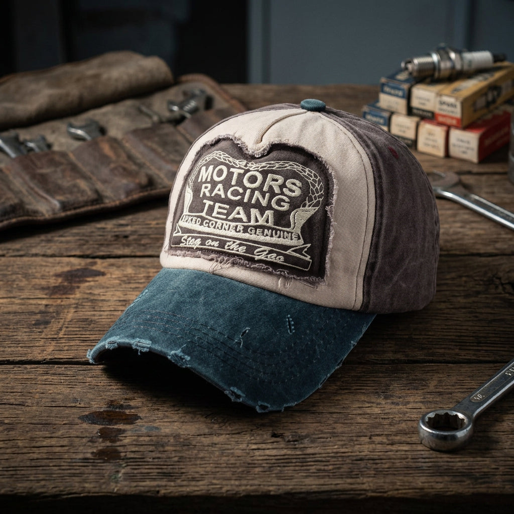 Distressed Cotton Color-Block Baseball Cap