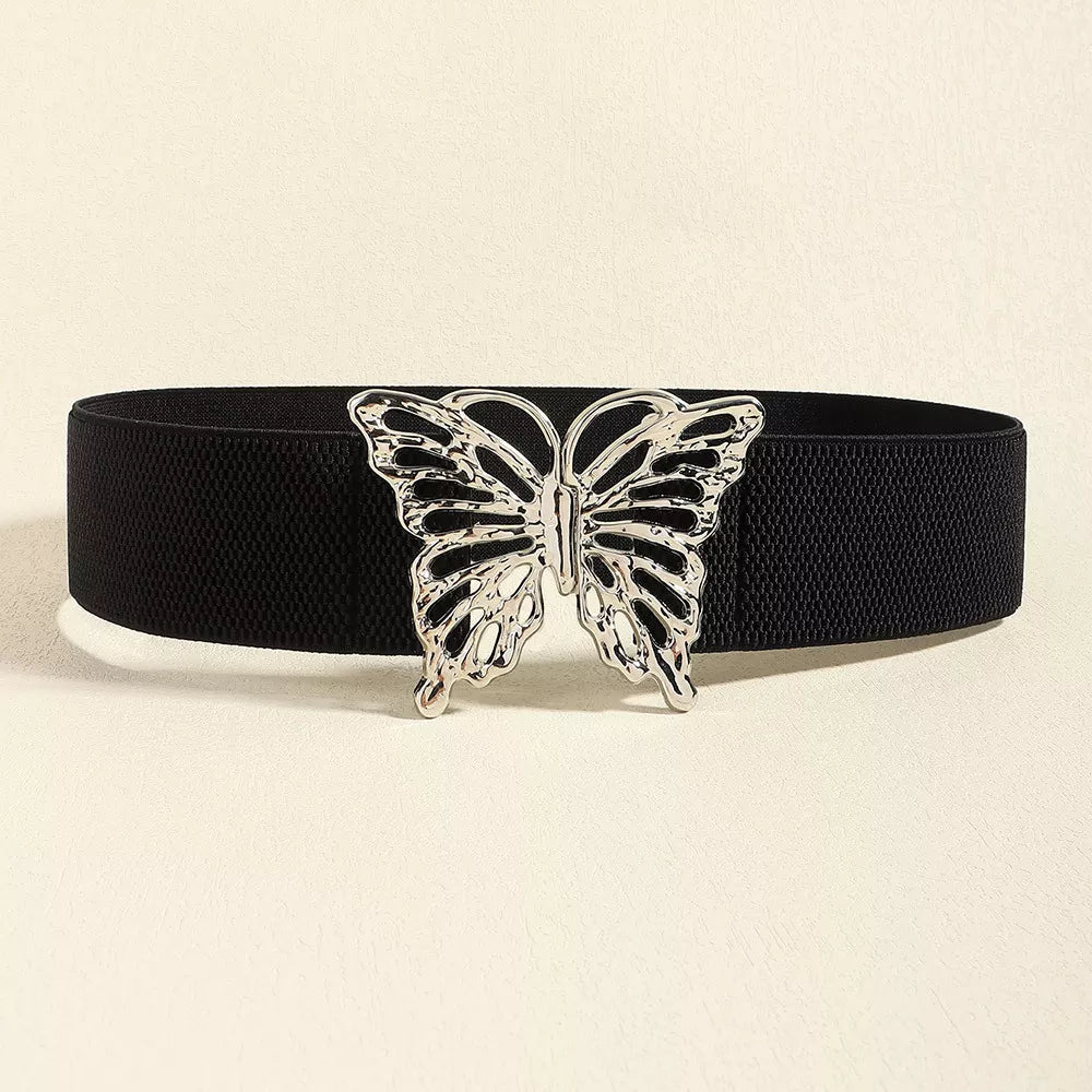 Butterfly Alloy Buckle Elastic Belt | Statement Accessory