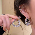 Sparkling Cubic Zirconia Hoop Earrings For Women, Dainty Gold Plated Bling Crystal Hoop Earrings, Luxury Elegant Party Jewelry Gift