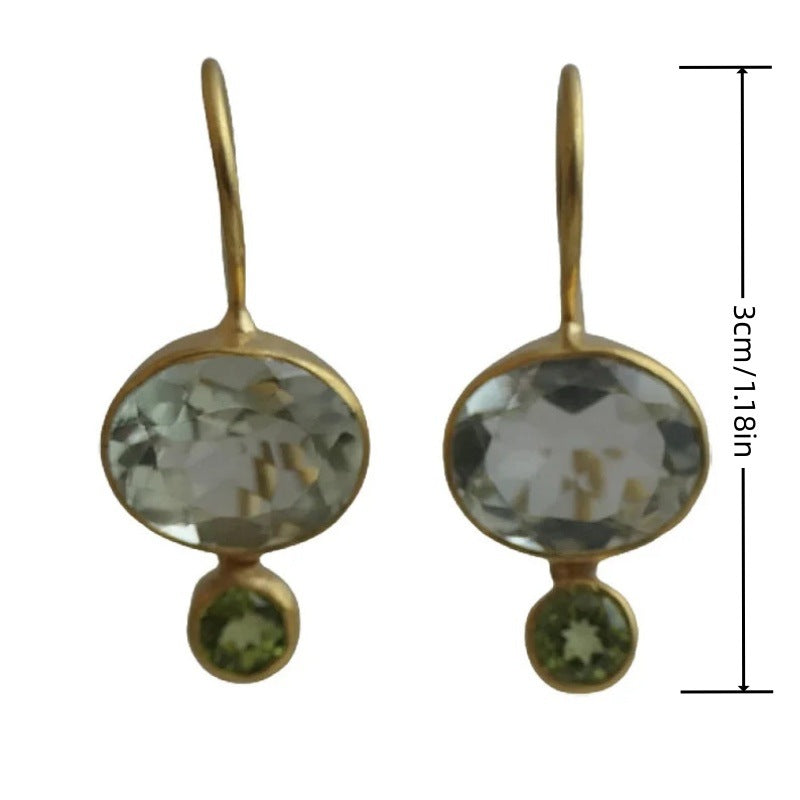 Elegant Green Crystal Drop Earrings Gold Tone Brass Women Daily Party Fashion Jewelry Gift Versatile
