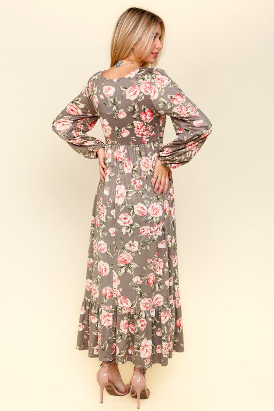 Floral Ruffled Hem Mini Dress with Pockets