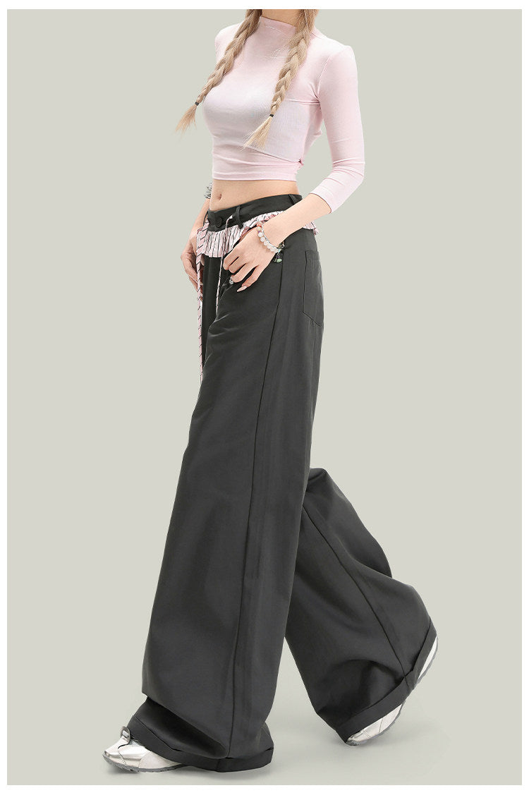 Women’s Vintage Style Wide Leg Casual Pants with Striped Trim - Image 2